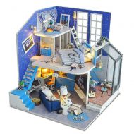 Kisoy Miniature DIY Dollhouse Kit with Furniture Accessories Creative Gift for Lovers and Friends (Dream Star) with Dust Proof Cover and Music Movements