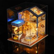 Kisoy Romantic and Cute Dollhouse Miniature DIY House Kit Creative Room Perfect DIY Gift for Friends,Lovers and Families(Seattle Night-Yellow Car Plus Dust Proof Cover)