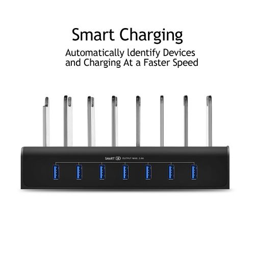  Kisreal USB Charging Station Smart 7-Port Desktop Charging Stand Organizer Compatible with iPhone, iPad, Tablets and Other USB-Charged Devices (B1)