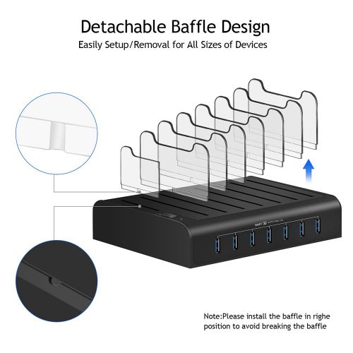  Kisreal USB Charging Station Smart 7-Port Desktop Charging Stand Organizer Compatible with iPhone, iPad, Tablets and Other USB-Charged Devices (B1)