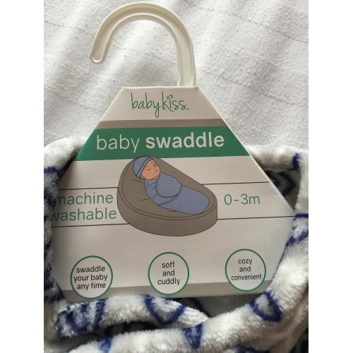  KissBaby Baby Kiss blue and Grey Geometric Baby Swaddle Blanket 0-3 months