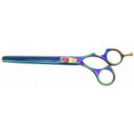 Kissaki Dog Grooming Scissors Nagasa 48 Tooth Rainbow Titanium Pet Thinning Shears Dog Shears