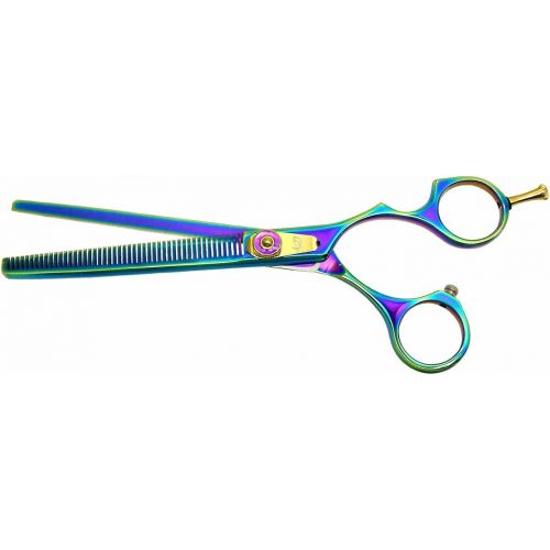  Kissaki Dog Grooming Scissors Nagasa 48 Tooth Rainbow Titanium Pet Thinning Shears Dog Shears