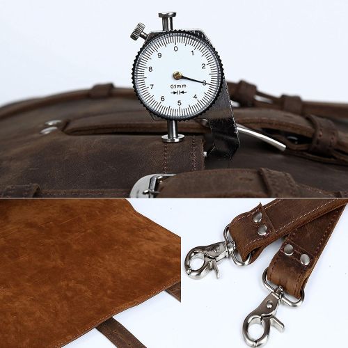 Kissloves kissloves Wildken Genuine Leather Briefcase, Mens Shoulder Handbag Messenger 17 Inch Laptop Bag (Brown)