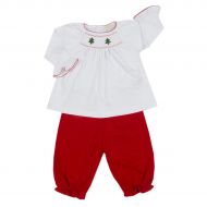Kissy Kissy Unisex Baby Holiday Cheer Pant Set WSmock - Red