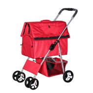 KitZen Kitzen Pet Stroller Dog Cat Detachable Trolley Easy Folding Travel Pet Jogger Loading 15 Kg,4765100,Red