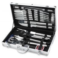 31 Piece Stainless Steel BBQ Accessories Tool Set - Includes Aluminum Storage Case for Barbecue Grill Utensils- by Kitch N Wares