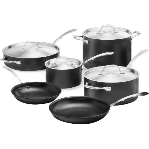  Kitchara Hard Anodized Cookware Set, 10 Piece, Aluminum Non Stick Pans with Stainless Steel Lid