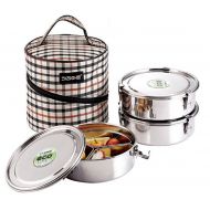 Kitchen Art Eco Stainless steel Food Container Circular Side Dish 3 Stage Outdoor Picnic (20CM)
