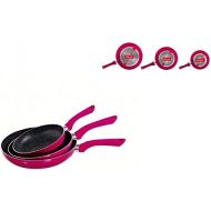 Kitchen Artist Bratpfannen Set 3 teilig Induktion Pfannenset Bratpfanne 28 cm 24 cm 20 cm (Pfanne, Aluminium, Antihaftbeschichtung, Induktionsfahig, Pink)