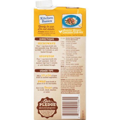  Kitchen Basics Original Chicken Bone Broth, 12/32 fl oz Cartons (Net weight 24LB)