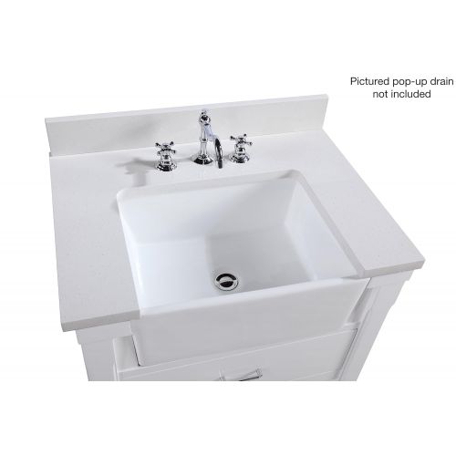  Kitchen Bath Collection Charlotte 30-inch Bathroom Vanity (Quartz/White): Includes a White Quartz Countertop, White Cabinet with Soft Close Drawers, and White Ceramic Farmhouse Apron Sink