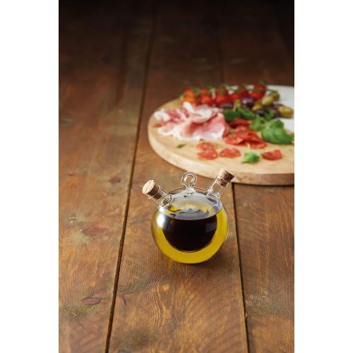  Kitchen Craft World of Flavours Glass 2-in-1 Olive Oil Dispenser and Vinegar Bottle Round 420ml 14.5fl oz