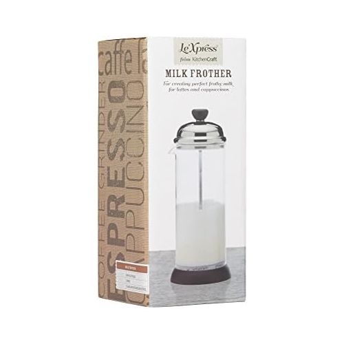  KitchenCraft kclxmilkfroth Manuelle Milchaufschaumer, Metallic/transparent