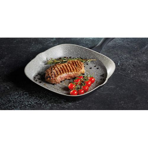  Kitchen Craft MasterClass Antihaft induktionstauglichen Grillpfanne mit klappbarem Griff, 20cm (20,3cm)Schwarz, Aluminium, schwarz, 20 cm