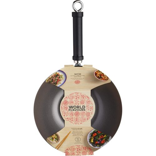  Kitchen Craft Pure Oriental Wok aus Carbonstahl mit Antihaftbeschichtung, 20cm