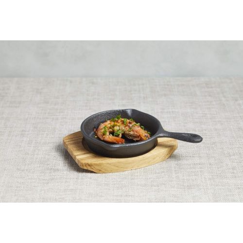  Kitchen Craft Master Class Artesa Mini-Pfanne, 16 x 11,5 x 2,5 cm/13.5 x 10.5 x 1.5 cm , Gusseisen, mit Servierplatte aus Ahorn Holz