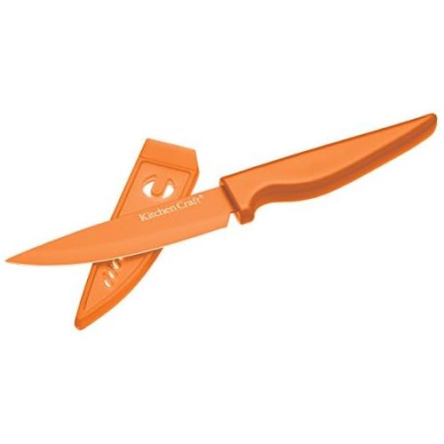  Kitchen Craft Colourworks Antihaft-Kuechenmesser 10cm - mit Huelle - Orange