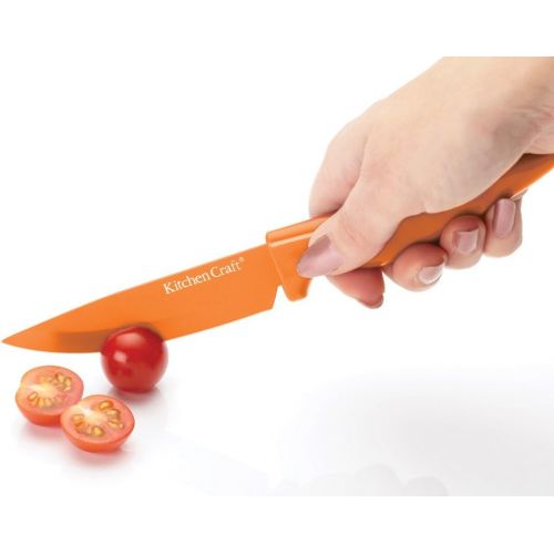  Kitchen Craft Colourworks Antihaft-Kuechenmesser 10cm - mit Huelle - Orange