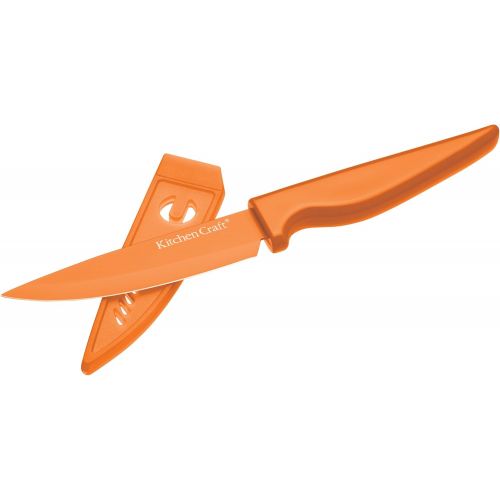  Kitchen Craft Colourworks Antihaft-Kuechenmesser 10cm - mit Huelle - Orange