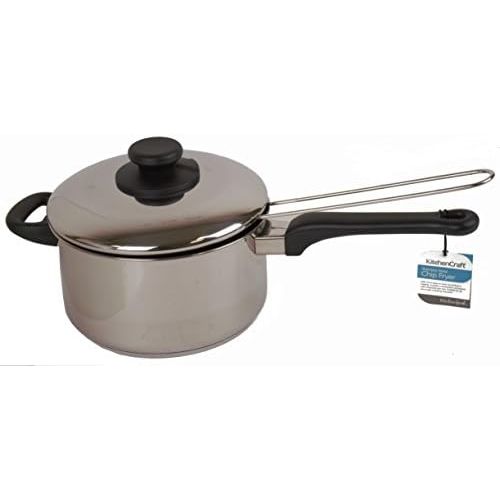  [아마존베스트]Kitchen Craft Large Stainless-Steel Induction Frying Pan with Lid 1 cm Silver