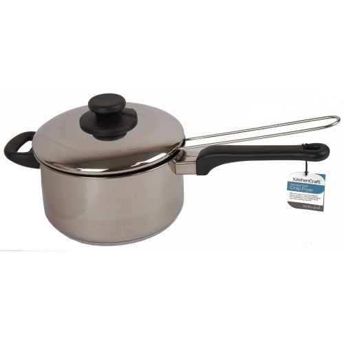  [아마존베스트]Kitchen Craft Large Stainless-Steel Induction Frying Pan with Lid 1 cm Silver