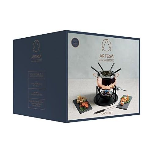  Kitchen Craft Artesa Fondue Set Hand Hammered Copper Stainless Steel for 6 People