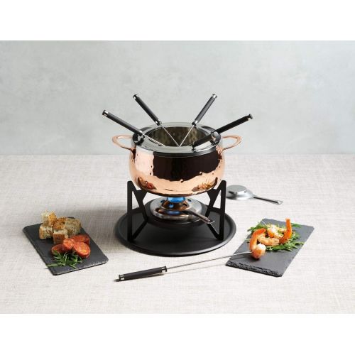  Kitchen Craft Artesa Fondue Set Hand Hammered Copper Stainless Steel for 6 People