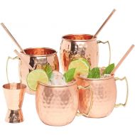 [아마존베스트]Kitchen Science Artisan Hand Crafted Moscow Mule Pure Copper Mugs 16 Ounce with BONUS - Your 4 pure copper cups set come with 4 copper Straws and a copper Jigger