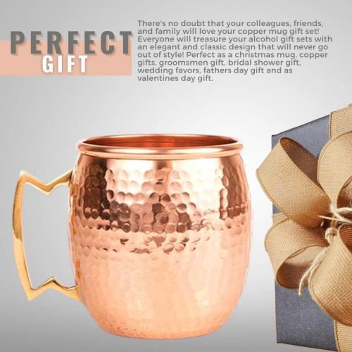  [아마존베스트]Kitchen Science Artisan Hand Crafted Moscow Mule Pure Copper Mugs 16 Ounce with BONUS - Your 4 pure copper cups set come with 4 copper Straws and a copper Jigger