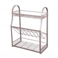 Kitchen shelf YANG Kitchen Countertop Storage Rack Stainless Steel Three Layers Diagonally Spice Rack Oil Salt Sauce Vinegar Bottle Sauce Storage Rack (color : Pink)