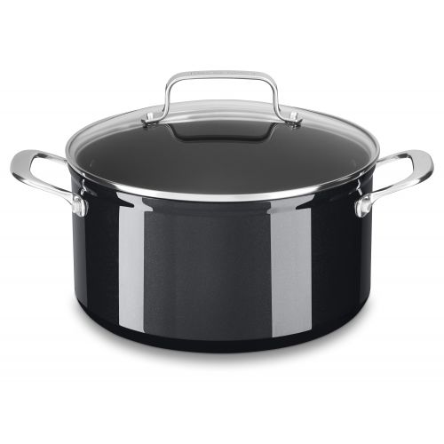 키친에이드 KitchenAid Kitchenaid Hard Anodized Nonstick 6.0-Quart Low Casserole With Lid, Black Sapphire (Kc3H160Lcbe)