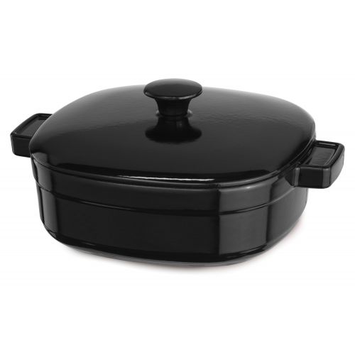 키친에이드 KitchenAid Kitchenaid Streamline Cast Iron 4-Quart Casserole, Onyx Black (Kcli40Crob)