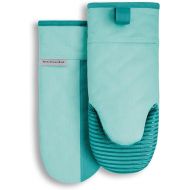 KitchenAid Beacon Two-Tone Non-Slip Oven Mitt Set, Aqua Sky, 5.75