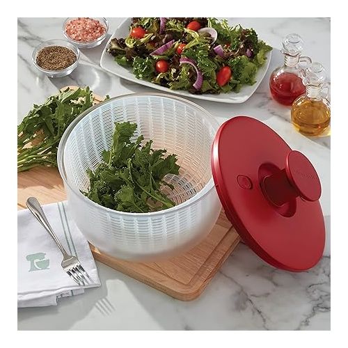 키친에이드 KitchenAid Universal Salad Spinner with Removable, Colander and One Handed Pump Mechanism, Large Bowl Nests and Features Non Slip Base, 7.43 Quart, Empire Red