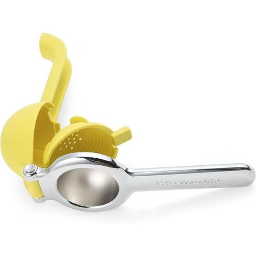 키친에이드 KitchenAid Citrus Juice Press Squeezer for Lemons and Limes with Seed Catcher and Pour Spout, Lemon, 8 inches