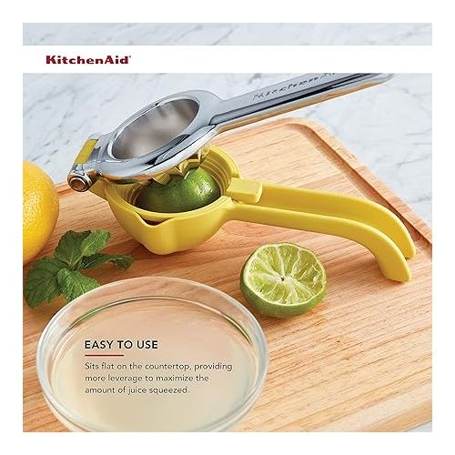 키친에이드 KitchenAid Citrus Juice Press Squeezer for Lemons and Limes with Seed Catcher and Pour Spout, Lemon, 8 inches