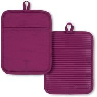 KitchenAid Ribbed Soft Silicone Pot Holder 2-Pack Set, Beet, 7