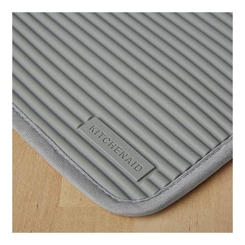 키친에이드 KitchenAid Ribbed Soft Silicone Water Resistant Pot Holder Set, Grey, 2 Piece Set