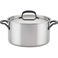 KitchenAid 5-Ply Clad Polished Stainless Steel Stock Pot/Stockpot with Lid, 8 Quart