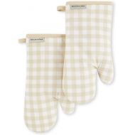 KitchenAid Gingham Oven Mitt 2-Pack Set, Milkshake, 7