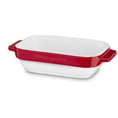 키친에이드 KitchenAid Auflaufform, Keramik, weiss/rot, 20x11.5x5 cm