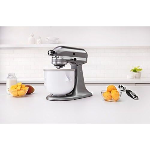 키친에이드 KitchenAid KICA Speiseeismaschine-Zubehoer Kuechenmaschine, iron, 1.9 kilograms, weiss/silber/schwarz