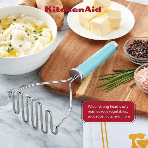 키친에이드 키친에이드KitchenAid KO008OHAQA Gourmet Stainless Steel Wire Masher, One Size, Matte Aqua Sky