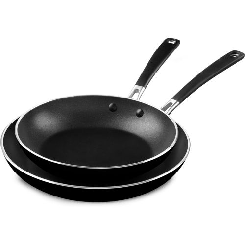 키친에이드 키친에이드KitchenAid Onyx Black, M KC2A10TPOB Aluminum Nonstick 10 and 12 Skillets Twin Pack, Medium