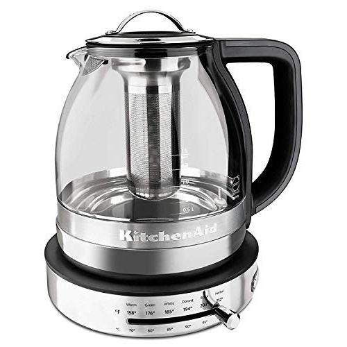 키친에이드 키친에이드KitchenAid KEK1322SS Electric Glass Tea Kettle, 1.5 L, Stainless Steel