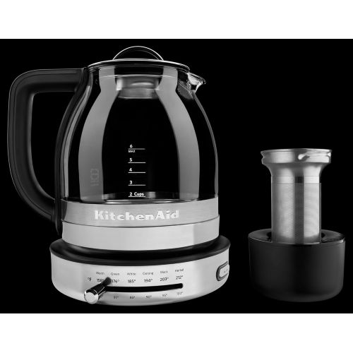 키친에이드 키친에이드KitchenAid KEK1322SS Electric Glass Tea Kettle, 1.5 L, Stainless Steel