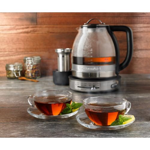 키친에이드 키친에이드KitchenAid KEK1322SS Electric Glass Tea Kettle, 1.5 L, Stainless Steel