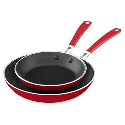 키친에이드 키친에이드KitchenAid KC2A08TPER Aluminum Nonstick 8 & 10 Skillets Twin Pack - Empire Red, Medium