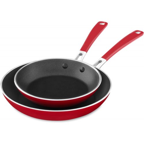 키친에이드 키친에이드KitchenAid KC2A08TPER Aluminum Nonstick 8 & 10 Skillets Twin Pack - Empire Red, Medium